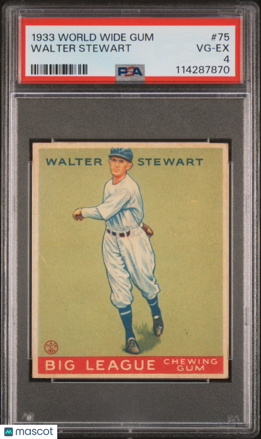 1933 World Wide Gum #75 Walter Stewart Senators PSA 4