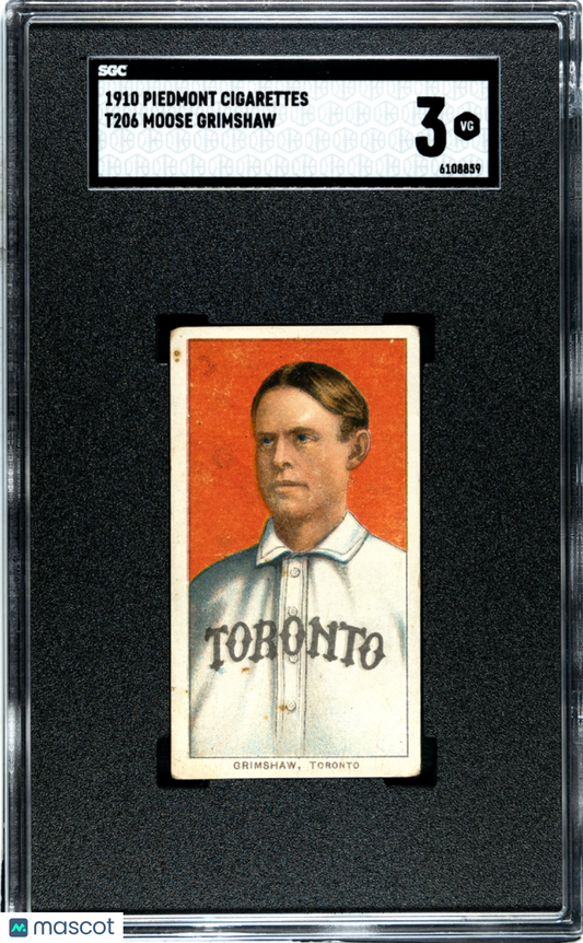 1910 T206 Moose Grimshaw Toronto SGC 3 Piedmont Back