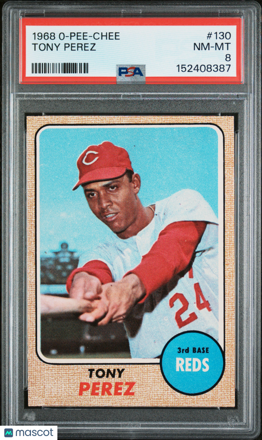 1968 OPC O-Pee-Chee #130 Tony Perez Reds PSA 8