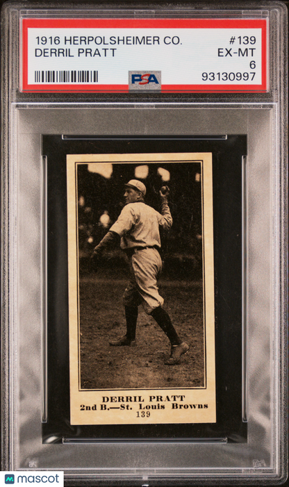 1916 Herpolsheimer M101-4 #139 Derril Pratt St. Louis PSA 6 pop 1 (None Higher)