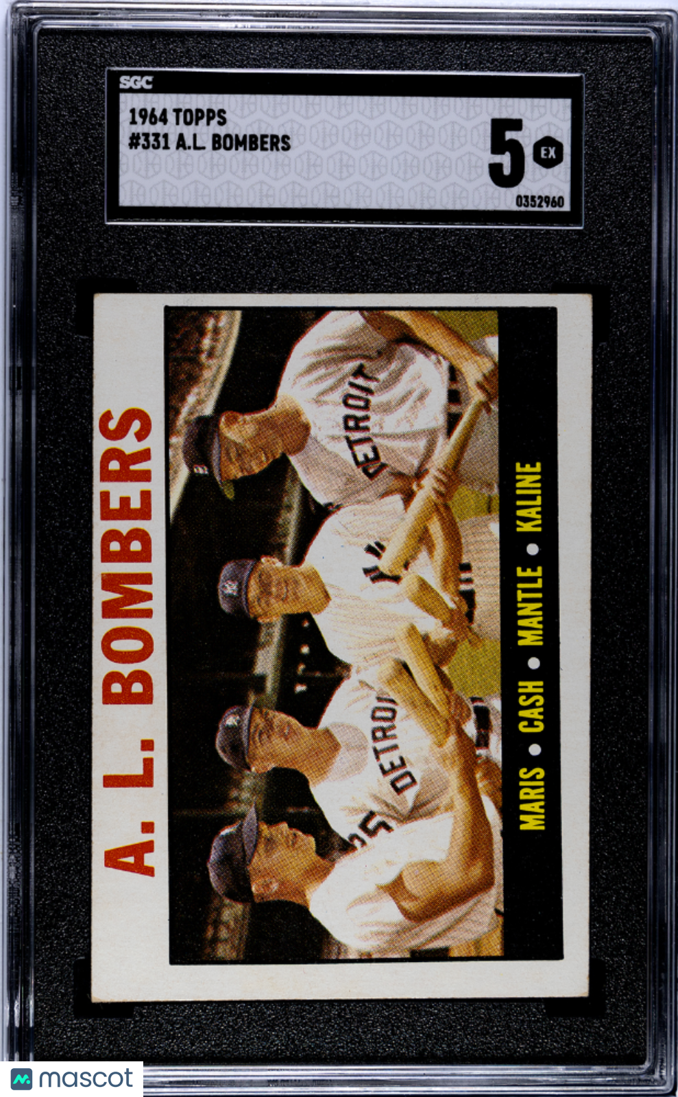 1964 Topps #331 A. L. Bombers with Mickey Mantle SGC 5