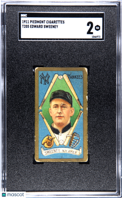 T205 Edward Sweeney Yankees SGC 2 Piedmont Back