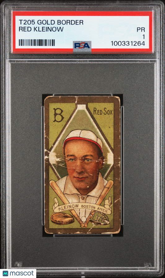 T205 Red Kleinow Short Print Red Sox Piedmont Back PSA 1