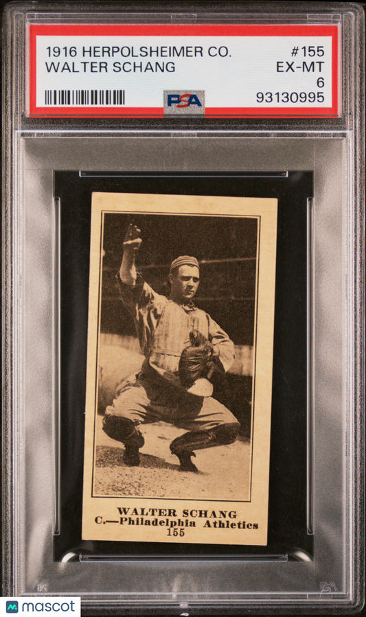 1916 Herpolsheimer M101-4 #155 Walter Schang Athletics PSA 6 pop 1 (0 Higher)