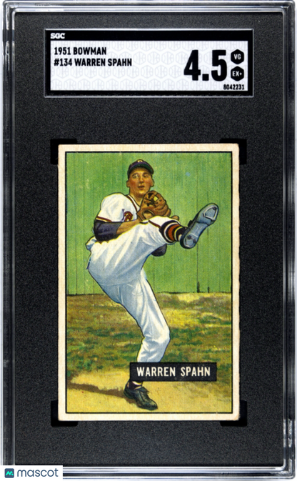 1951 Bowman #134 Warren Spahn Braves SGC 4.5 Well Centered