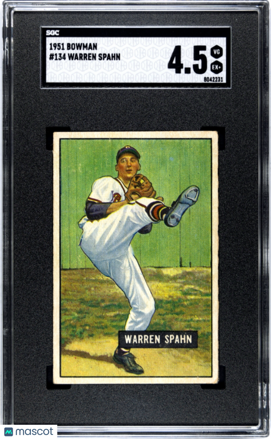 1951 Bowman #134 Warren Spahn Braves SGC 4.5 Well Centered