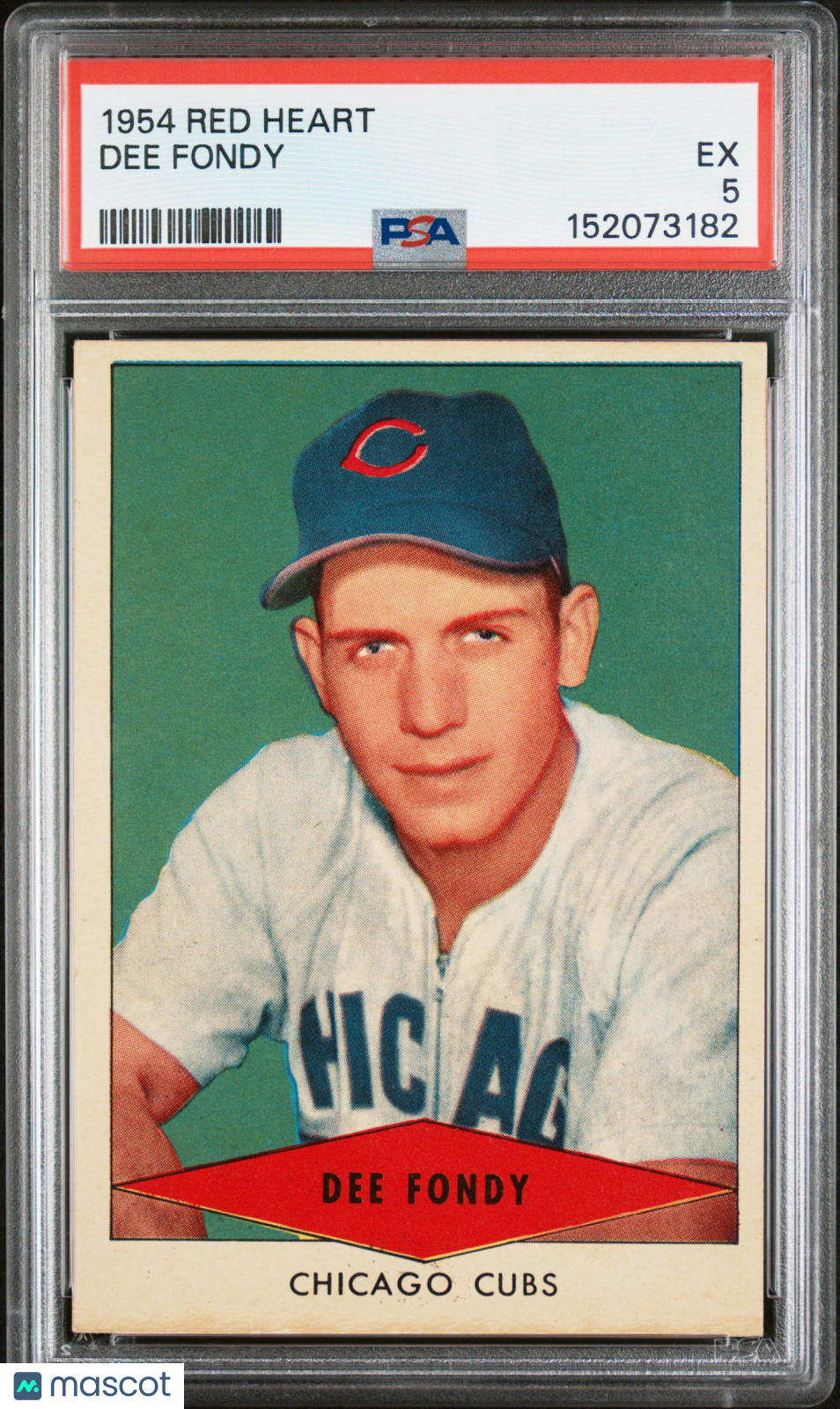 1954 Red Heart Dee Fondy Cubs PSA 5