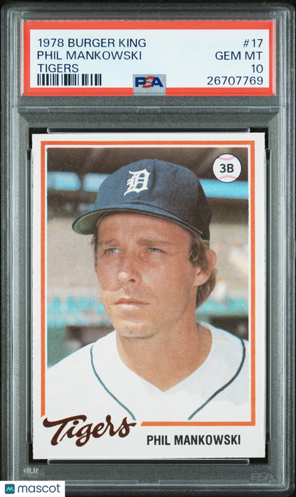 1978 Topps Burger King Tigers #17 Phil Mankowski PSA 10 Pop 4