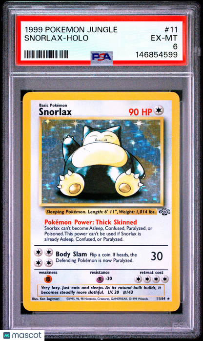 1999 Pokemon Jungle #11 Snorlax Holo PSA 6