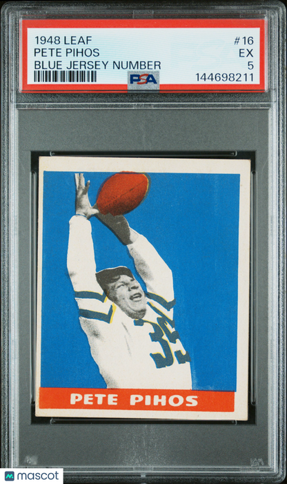 1948 Leaf #16 Pete Pihos Rookie Blue Jersey Number Eagles PSA 5