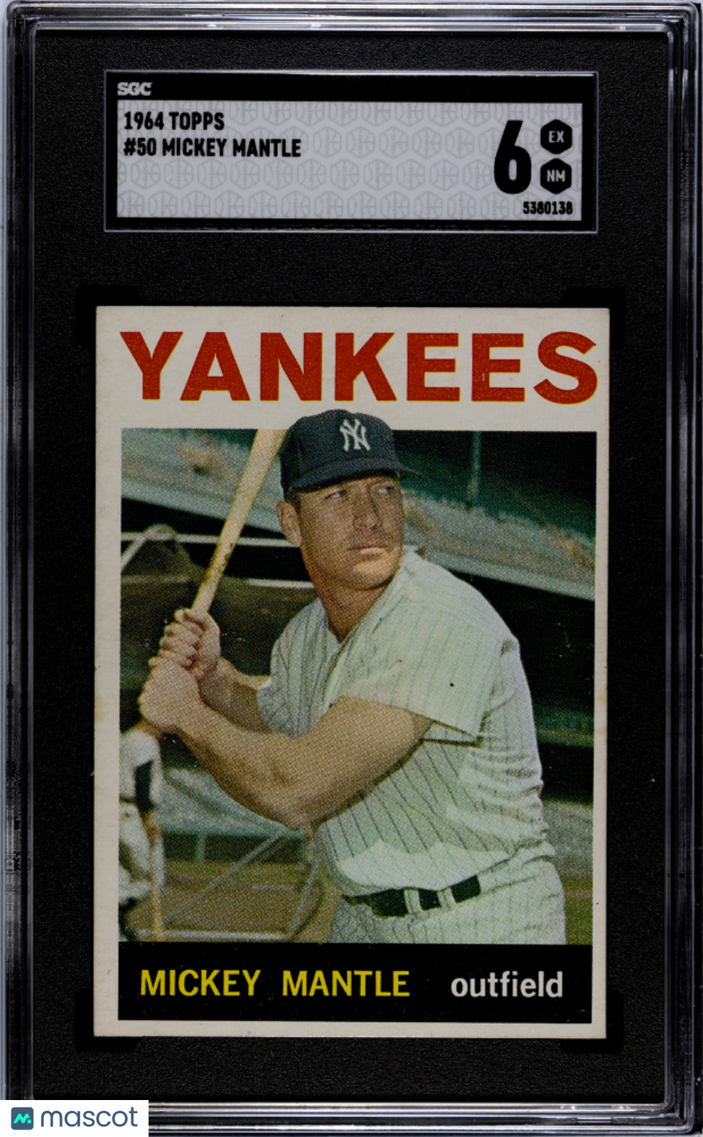 1964 Topps #50 Mickey Mantle Yankees SGC 6