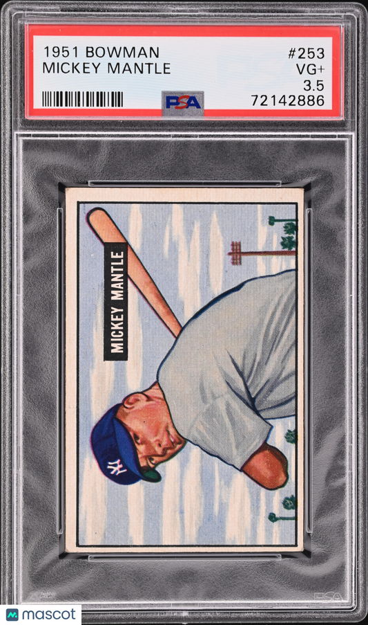 1951 Bowman #253 Mickey Mantle Rookie HOF Yankees PSA 3.5