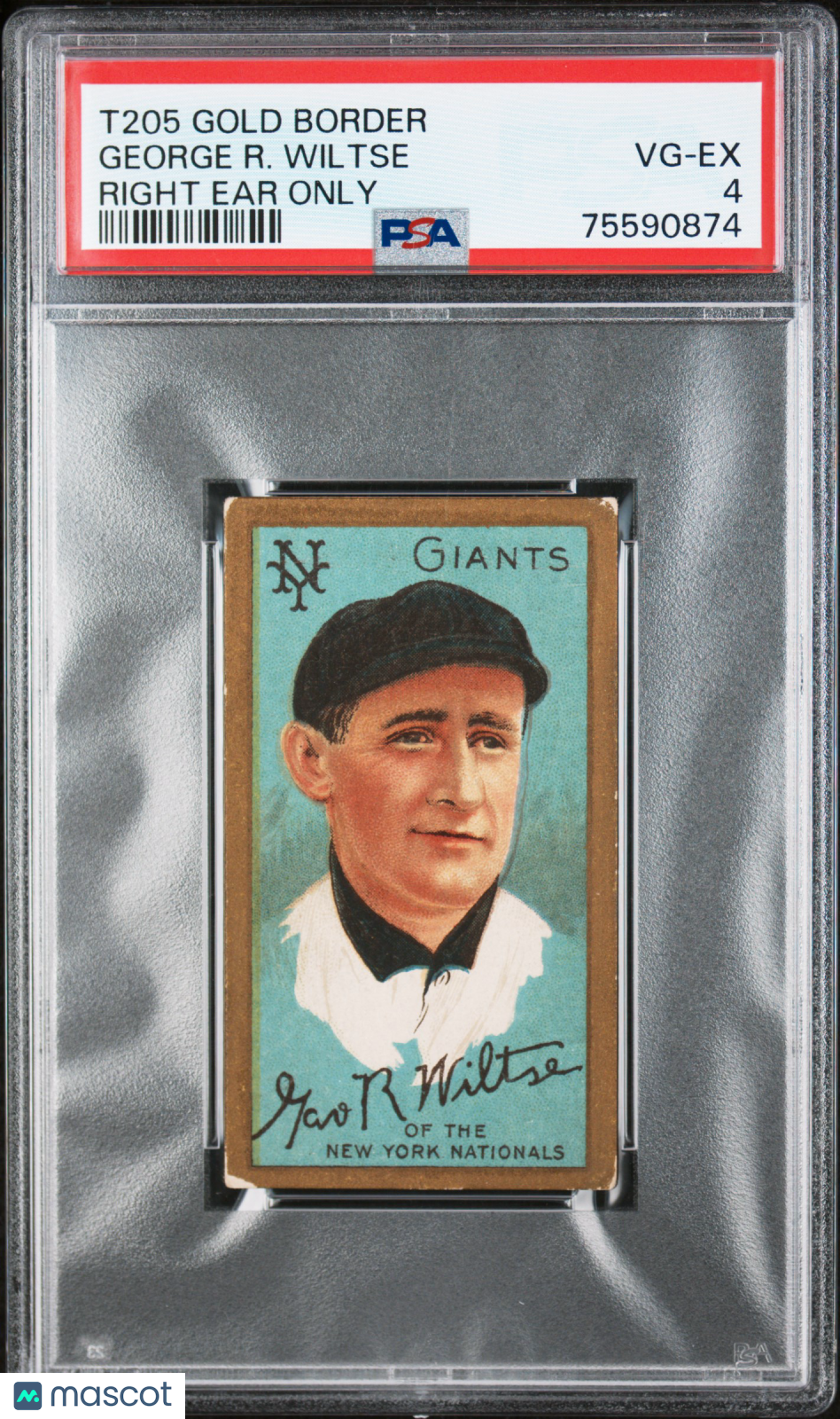 T205 George R. Wiltse Right Ear Only Variation Giants PSA 4