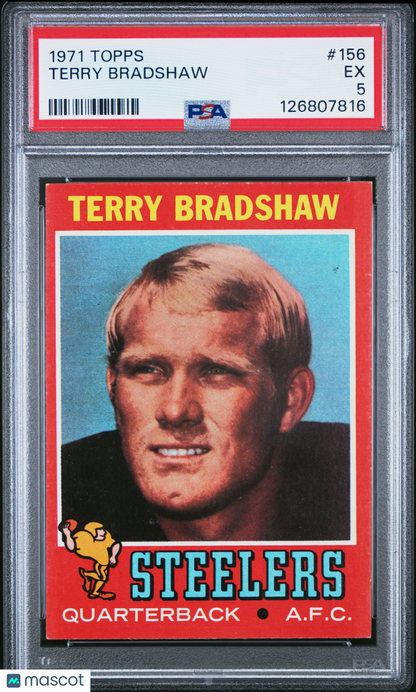 1971 Topps #156 Terry Bradshaw Rookie HOF Steelers PSA 5