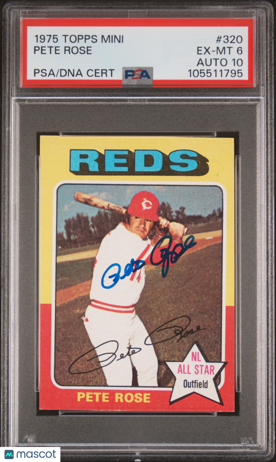 1975 Topps Mini #320 Pete Rose Signed Autograph PSA 6 Auto 10 pop 2 (3 Higher)
