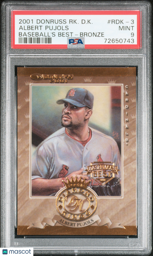 2001 Donruss Diamond Kings Bronze /999 #RDK-3 Albert Pujols Rookie HOF PSA 9