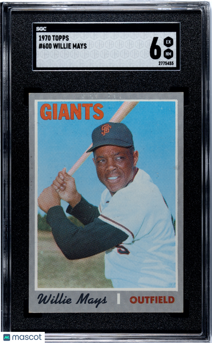 1970 Topps #600 Willie Mays Giants SGC 6 Well Centered