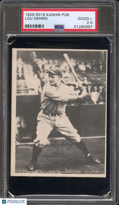 1929 R316 Kashin Publications Lou Gehrig Yankees PSA 2.5
