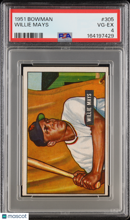 1951 Bowman #305 Willie Mays Rookie HOF Giants PSA 4
