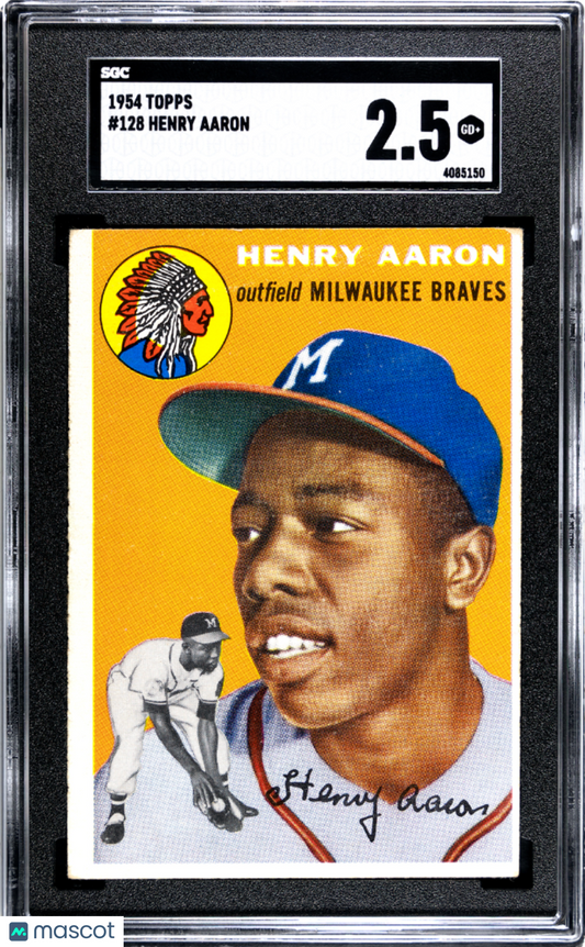 1954 Topps #128 Hank Aaron Rookie HOF Braves SGC 2.5