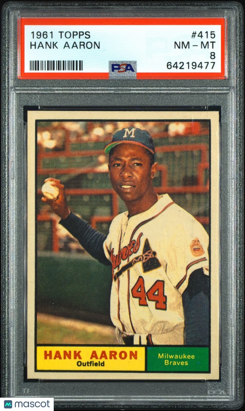 1961 Topps #415 Hank Aaron Braves PSA 8