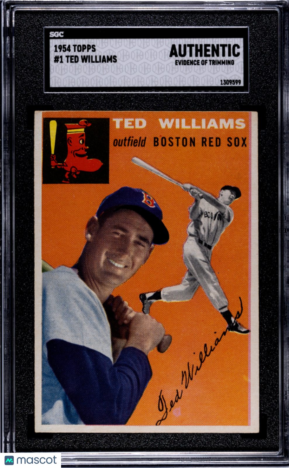 1954 Topps #1 Ted Williams Red Sox SGC Authentic Well Centered