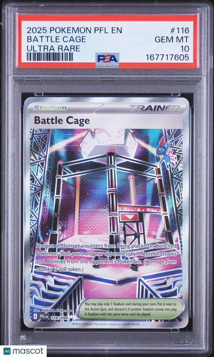 2025 Pokemon PFL EN-Phantasmal Flames #116 Battle Cage Ultra Rare PSA 10