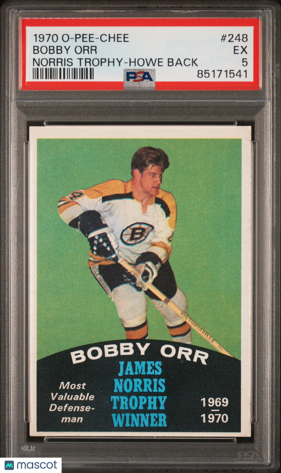 1970 OPC O-Pee-Chee #248 Bobby Orr Norris Trophy Howe Back PSA 5