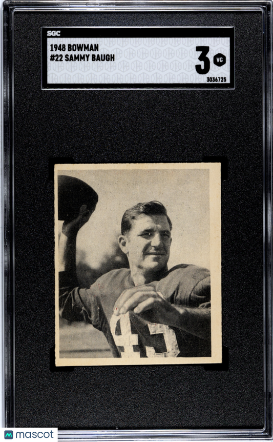 1948 Bowman #22 Sammy Baugh Rookie HOF Redskins SGC 3