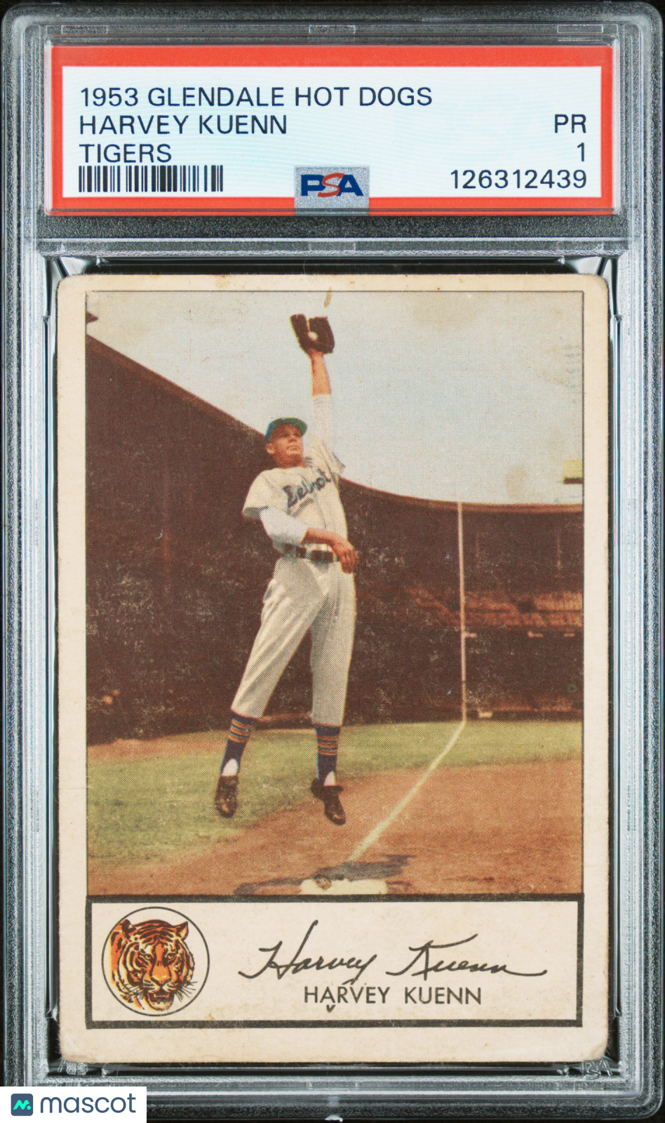 1953 Glendale Hot Dogs Harvey Kuenn Tigers PSA 1