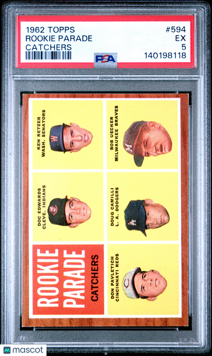 1962 Topps #594 Bob Uecker Rookie Braves PSA 5