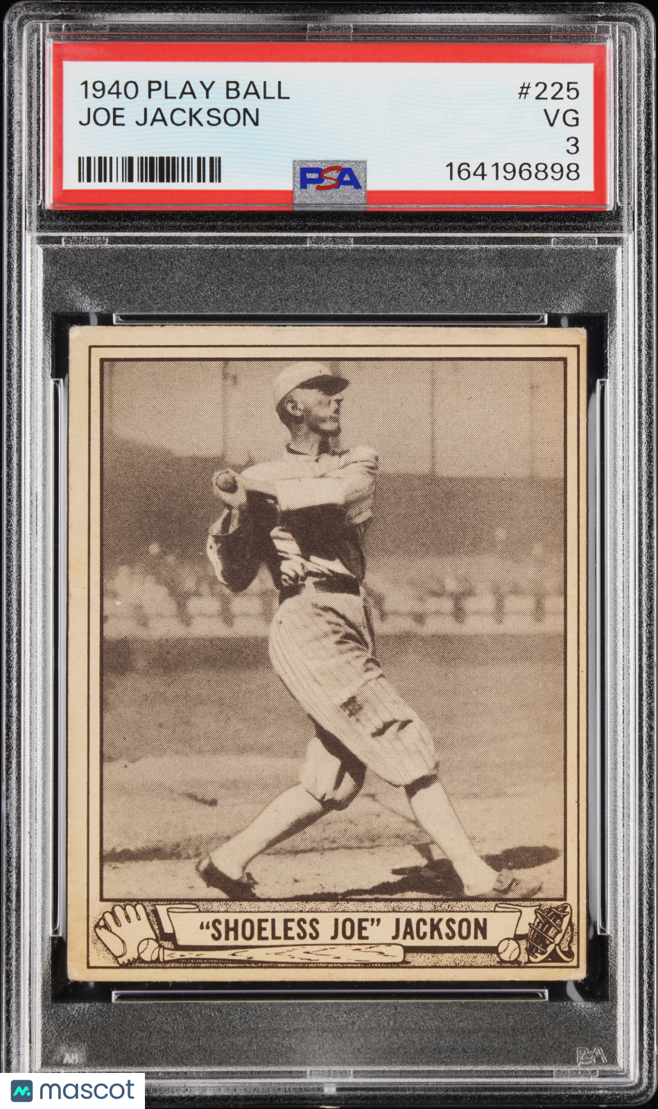 1940 Play Ball #225 Shoeless Joe Jackson Black Sox PSA 3 (No Creases)