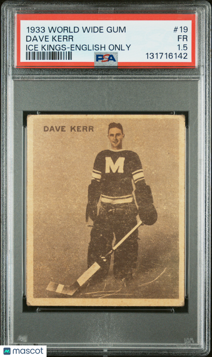 1933 World Wide Gum Ice Kings #19 Dave Kerr English Only PSA 1.5