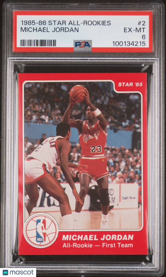 1985-86 Star All-Rookies #2 Michael Jordan Bulls PSA 6 Well Centered