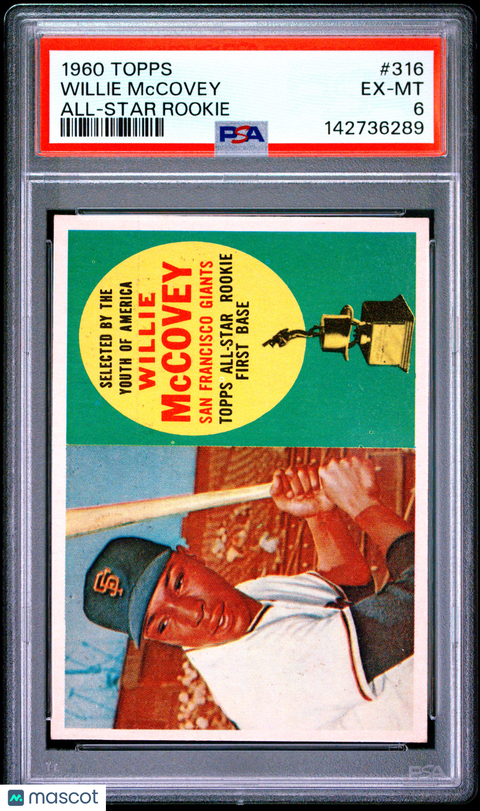 1960 Topps #316 Willie Mccovey All Star Rookie HOF Giants PSA 6