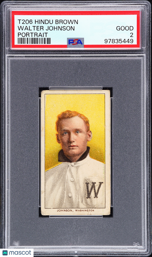 T206 Walter Johnson Portrait Variation Washington PSA 2 Hindu Back