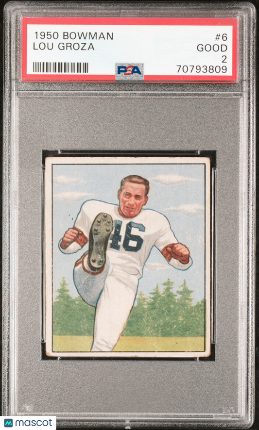 1950 Bowman #6 Lou Groza Rookie HOF Browns PSA 2