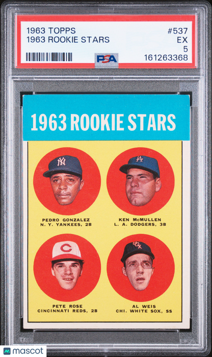 1963 Topps #537 Pete Rose Rookie Reds PSA 5