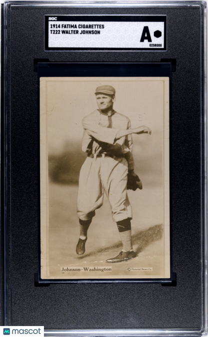 1914 Fatima Cigarettes T222 Walter Johnson Washington SGC Authentic