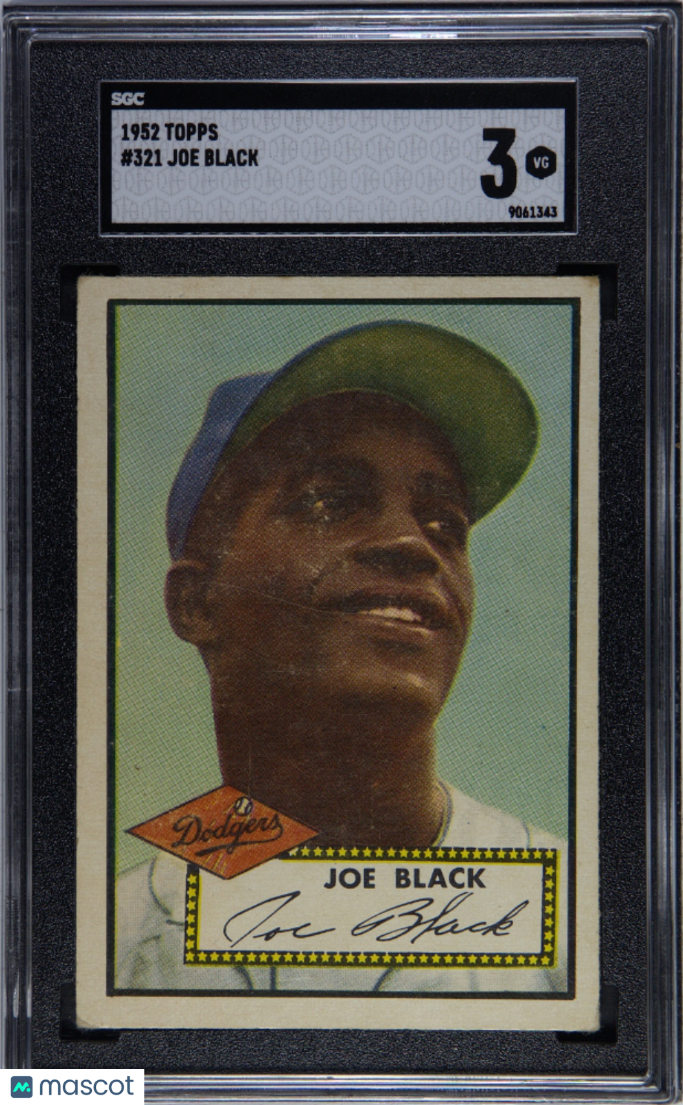 1952 Topps #321 Joe Black Dodgers SGC 3