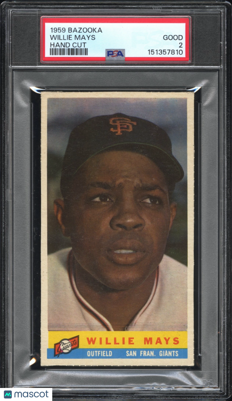 1959 Bazooka Hand Cut Willie Mays Giants PSA 2