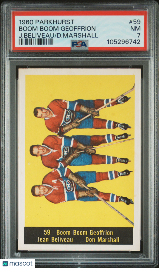 1960 Parkhurst #59 Boom Boom Geoffrion & Jean Beliveau Canadiens PSA 7
