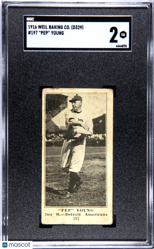 1916 D329 Weil Baking #197 Ralph "Pep" Young Tigers SGC 2