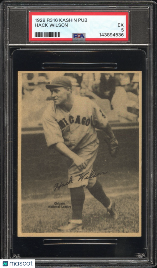 1929 R316 Kashin Publications Hack Wilson Cubs PSA 5