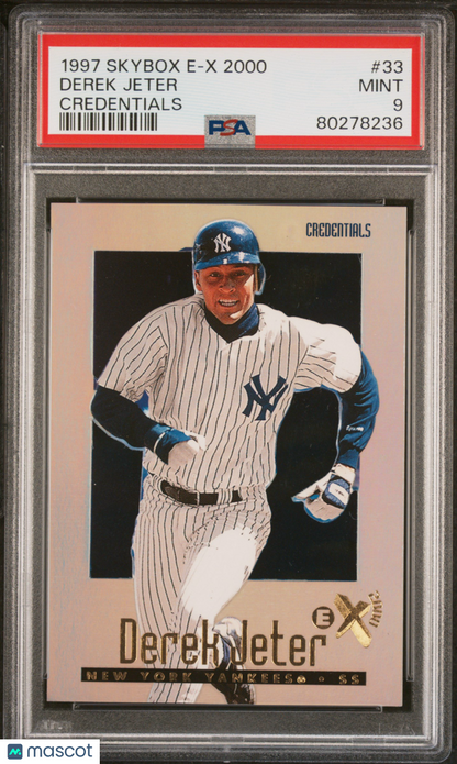 1997 Skybox E-X 2000 Credentials #33 Derek Jeter /299 Yankees PSA 9