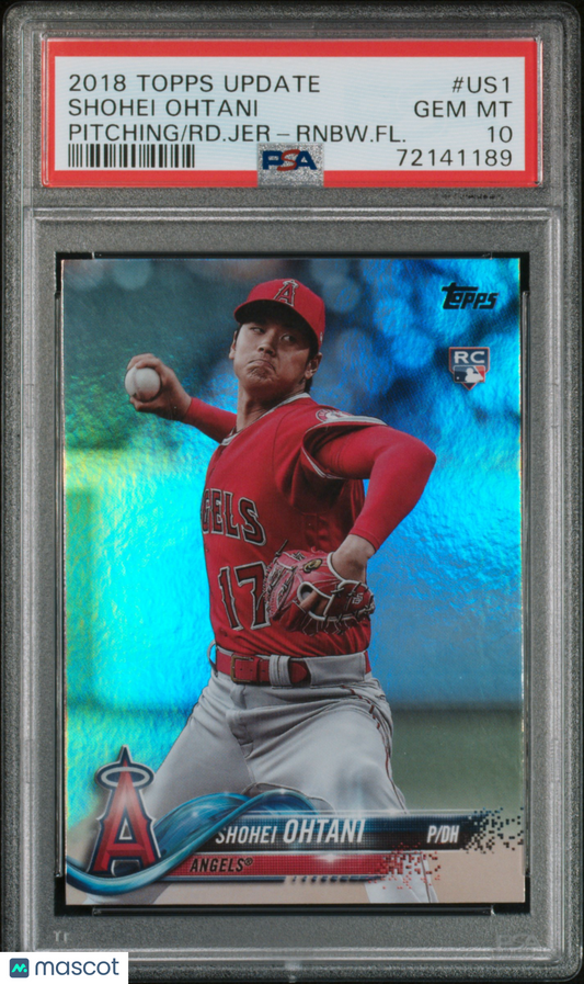 2018 Topps Update Rainbow Foil #US1 Shohei Ohtani Pitching Red Rookie PSA 10