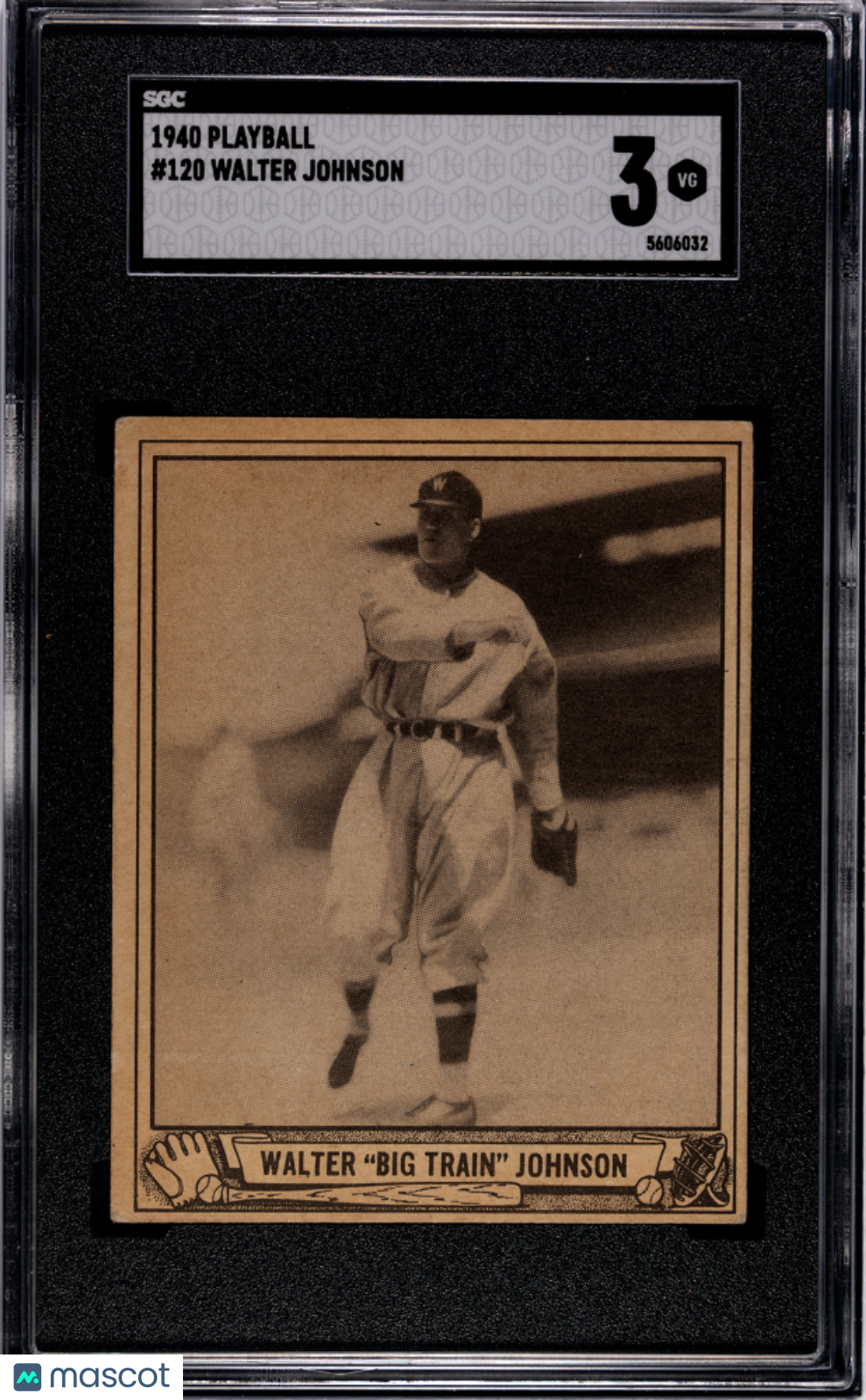 1940 Playball #120 Walter Johnson Washington SGC 3