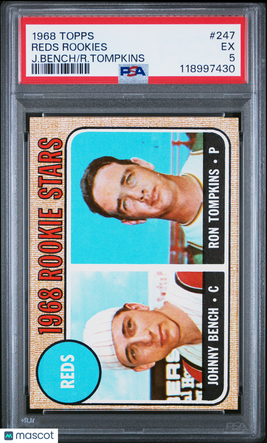 1968 Topps #247 Johnny Bench Rookie HOF Reds PSA 5