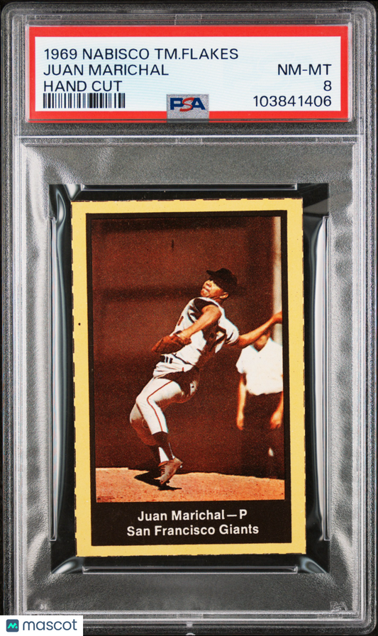 1969 Nabisco Team Flakes Hand Cut Juan Marichal Giants PSA 8