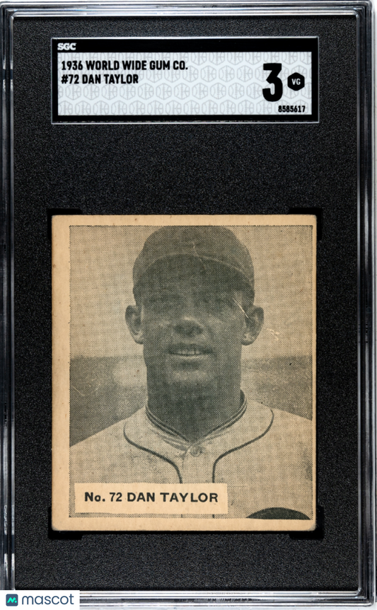 1936 World Wide Gum #72 Dan Taylor Dodgers SGC 3